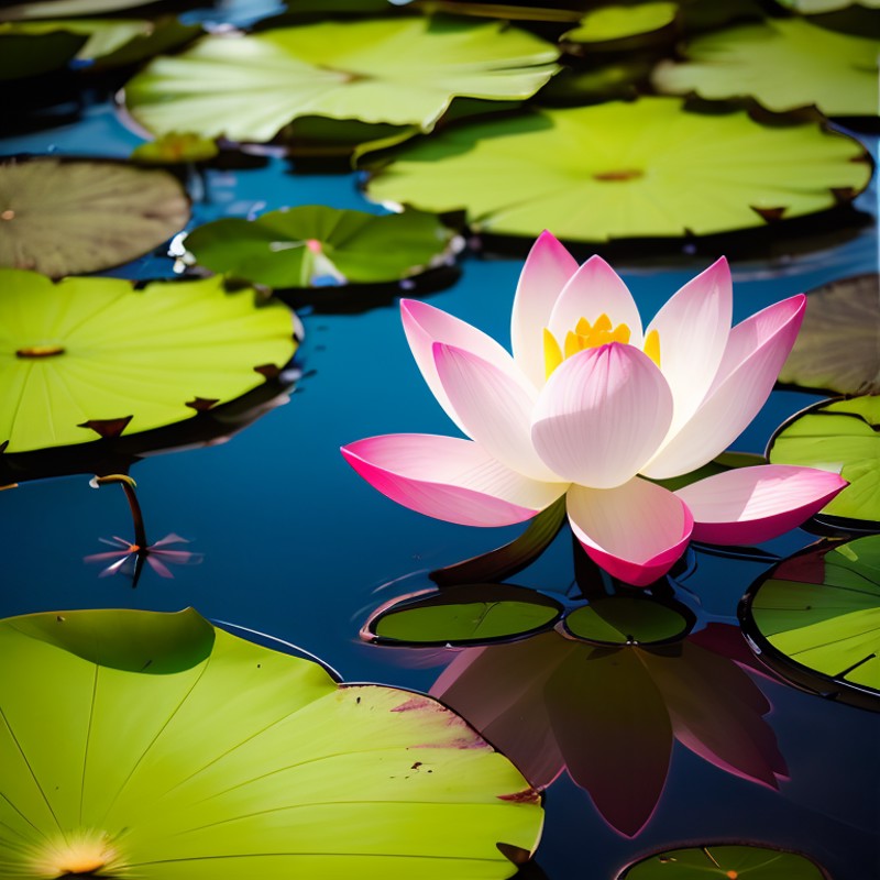 406896-1724159109-(8k, best quality, highres_1.2),Colorful lotus flower floating in water with floral around on simple background,hd,50mm photogra.png